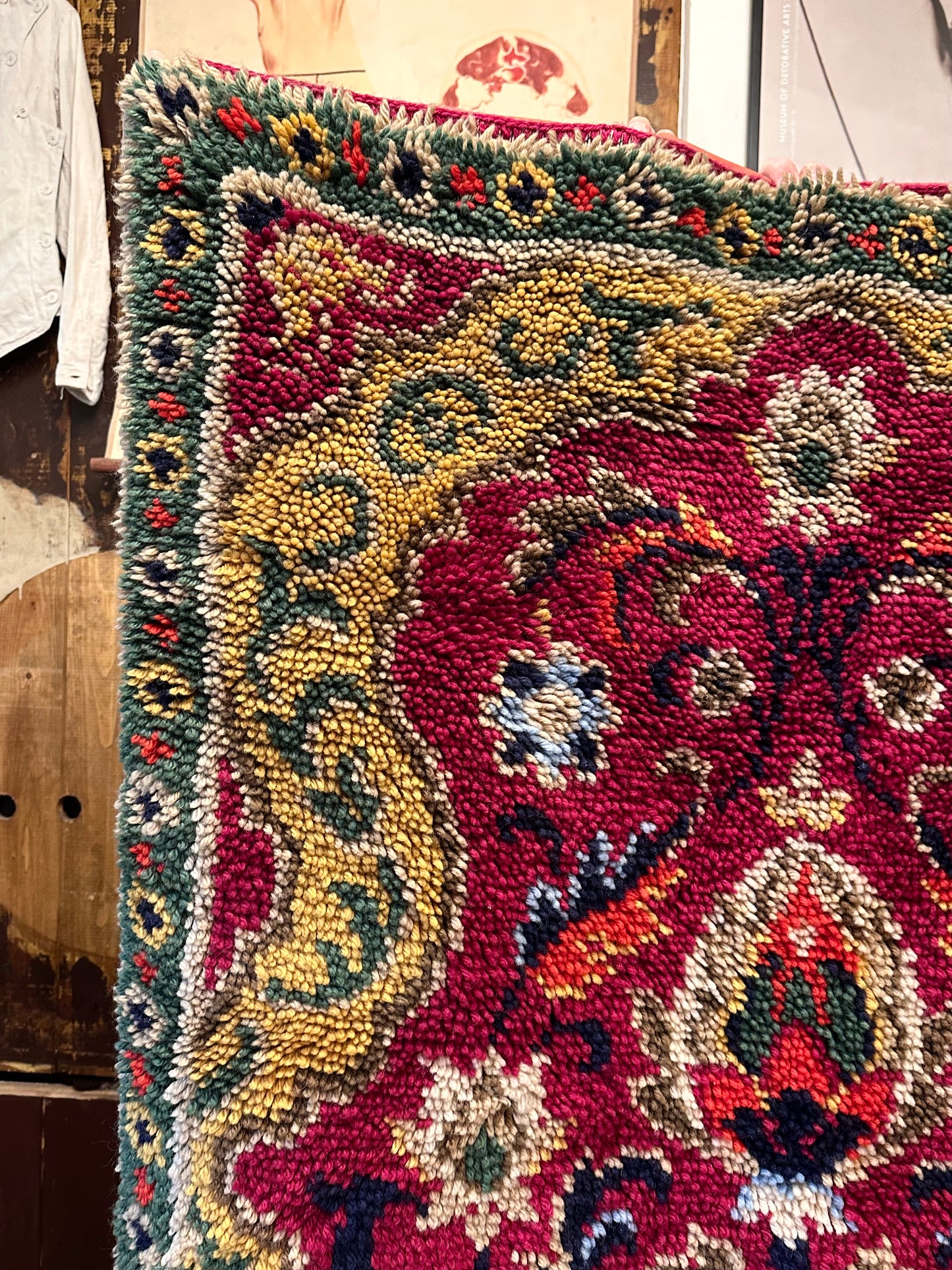 Vintage big pile rug with tassel