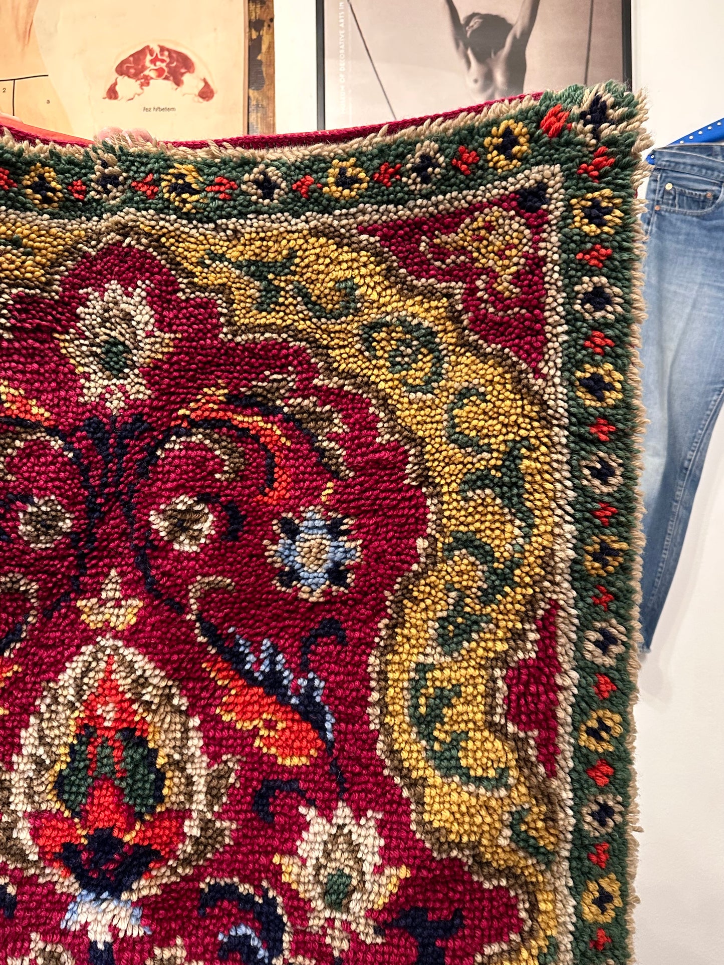 Vintage big pile rug with tassel