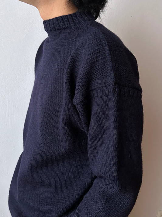 guernsey jumper 70's 80's vintage fisherman knit wool jumper made in England ガンジーニット 