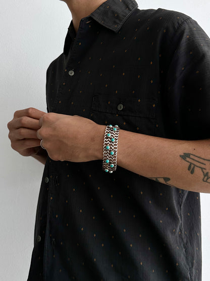 1970's Mexican silver turquoise bracelet