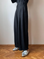 vintage black linen pants trousers wide pants ワイドパンツ ヴィンテージ リネン  黒 ユーロ古着 ヨーロッパ古着