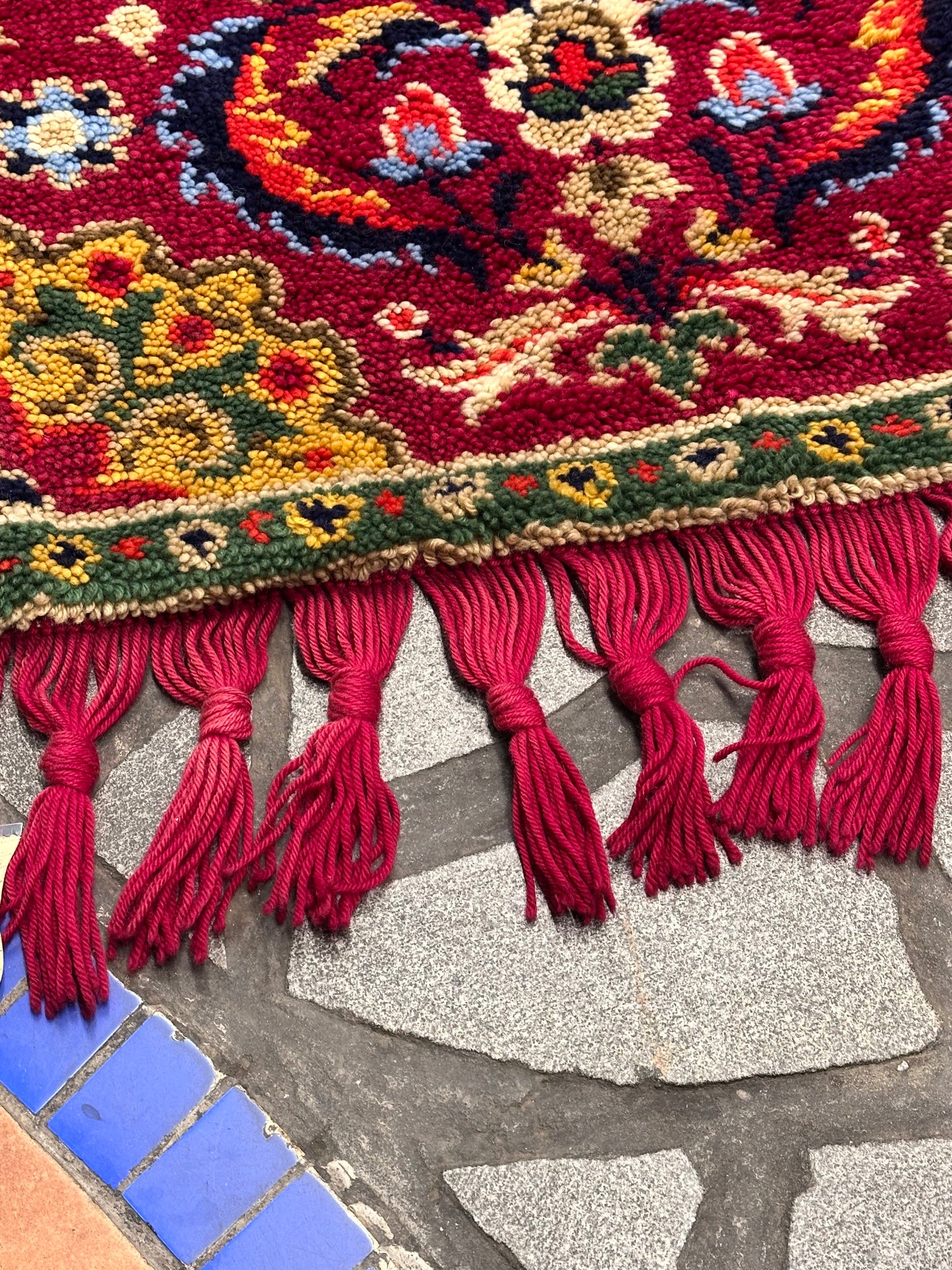 Vintage big pile rug with tassel