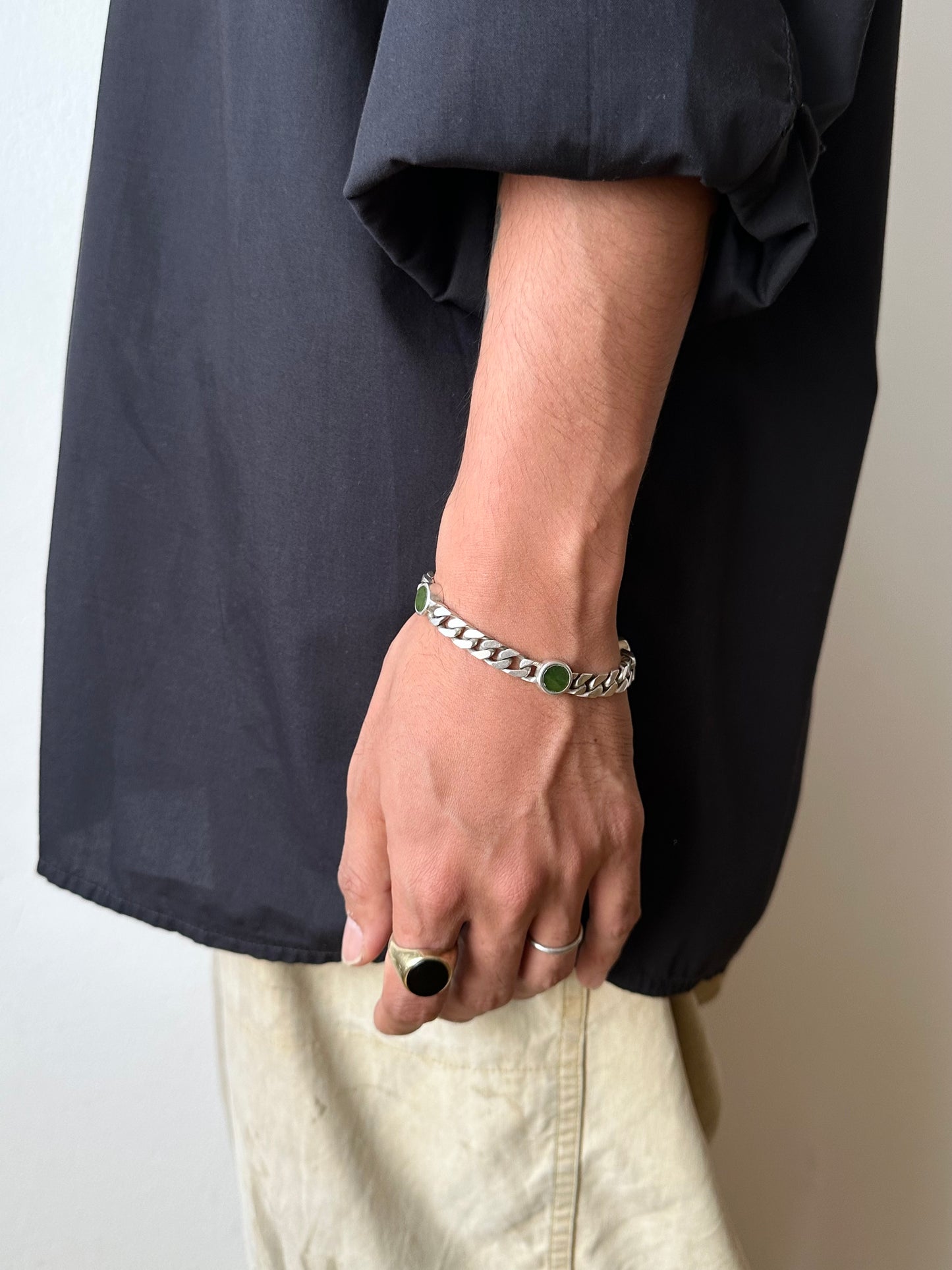 60-70s Franz Scheurle silver nephrite bracelet