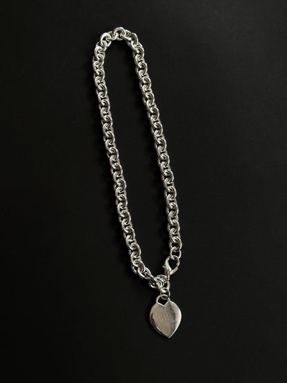 silver plated heat tag necklace & bracelet set