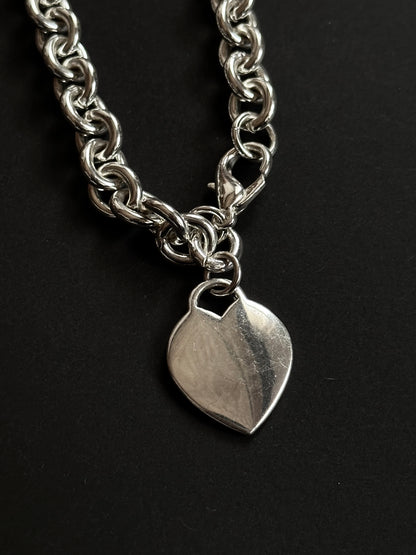 silver plated heat tag necklace & bracelet set