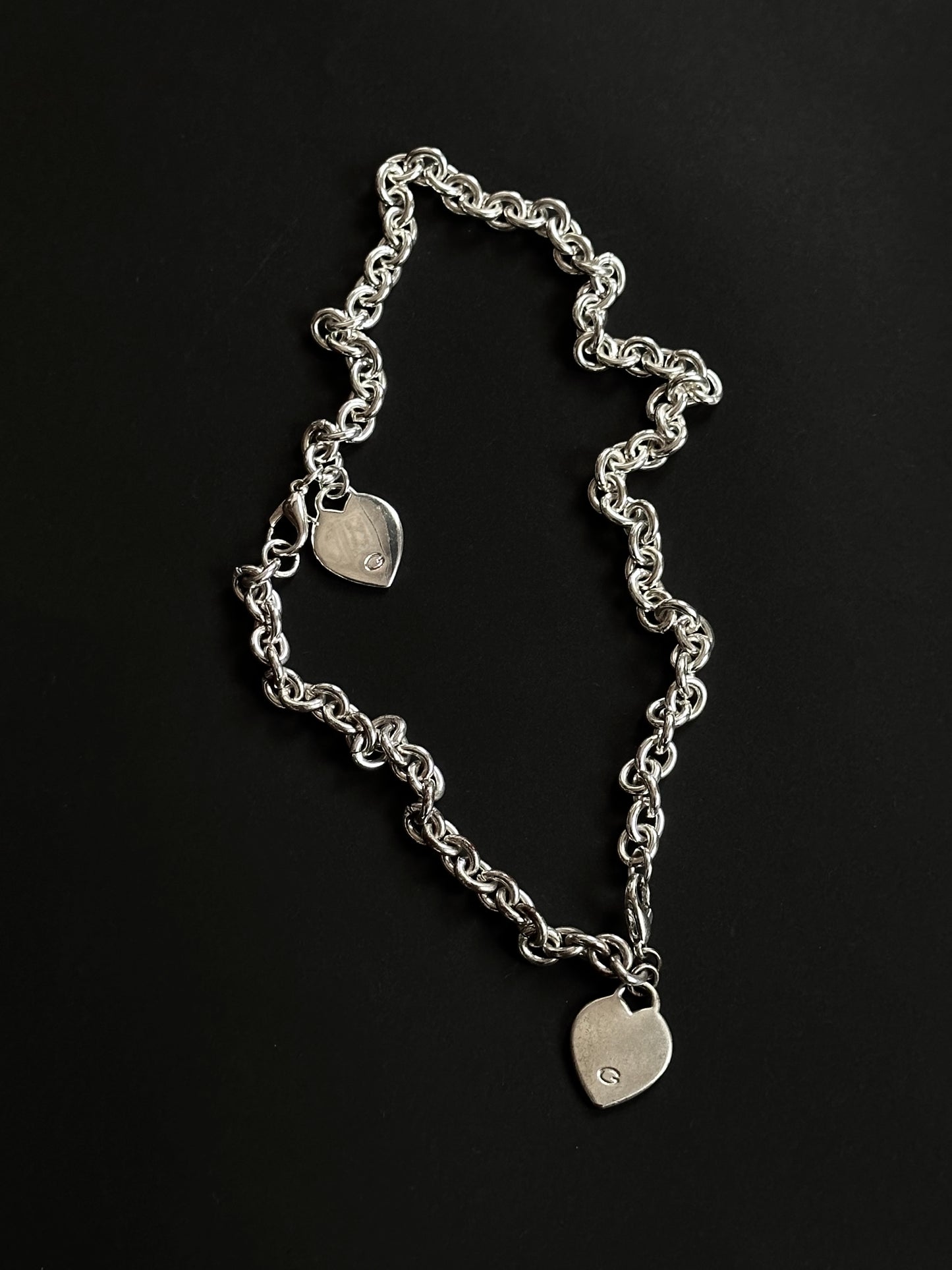 silver plated heat tag necklace & bracelet set