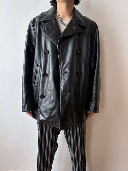 90's Leather jacket made in Italy Replay 90年代 イタリア製 リプレイ  レザージャケット カーコート 黒 black vintage