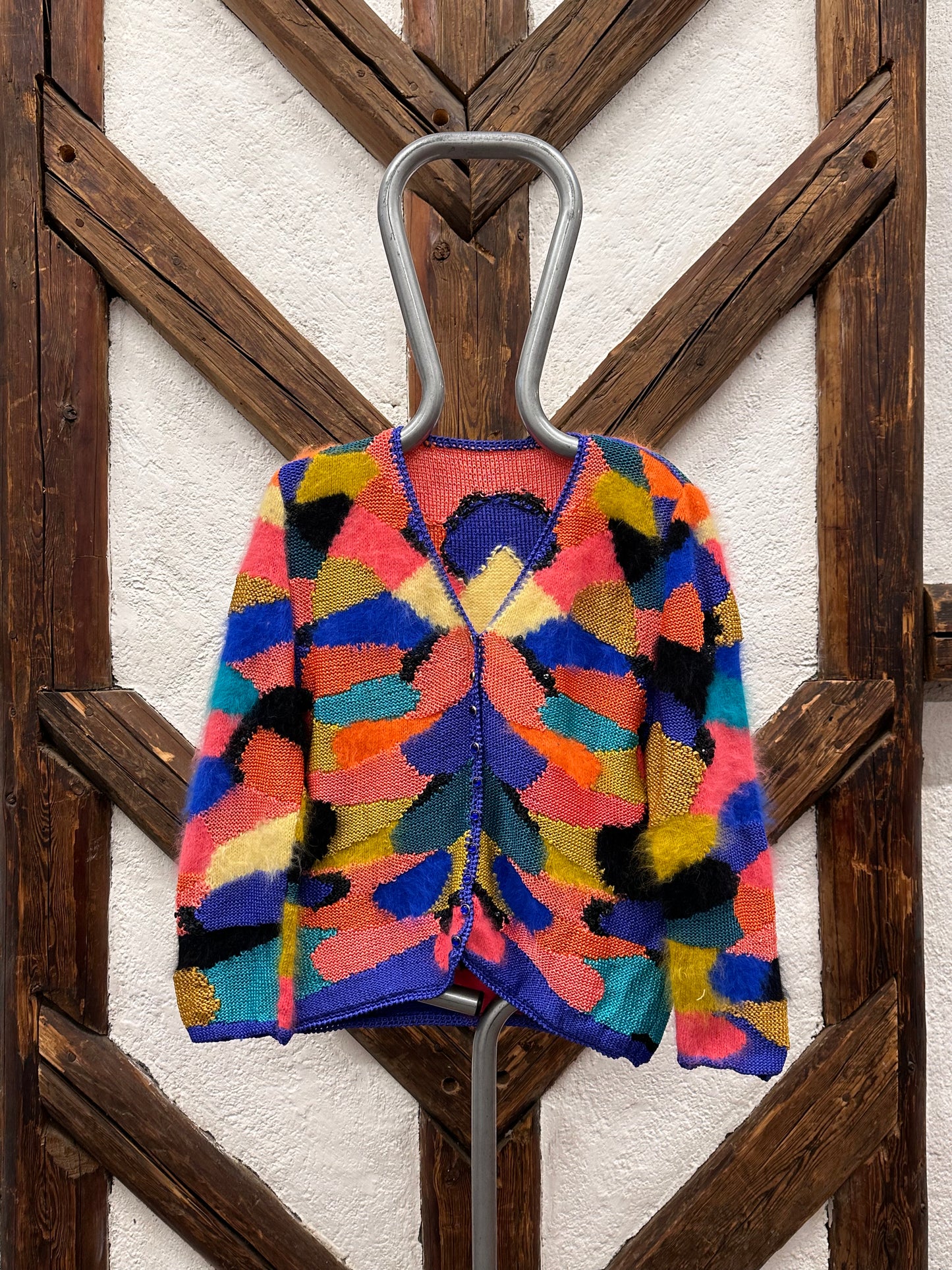 French angora patchwork cardigan