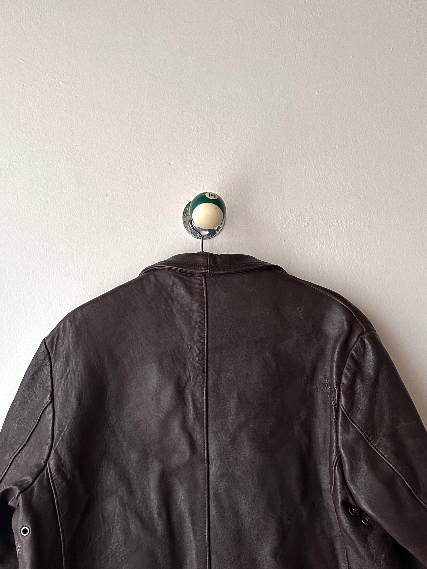 60's Le Corbusier French Leather work jacket  double breasted  ダブル レザー Vintage ヴィンテージ Toto Vintage clothing store Praha Prague Antique shop アンティークショップ 古着屋 プラハ フレンチ ワークジャケット ユーロワーク 
