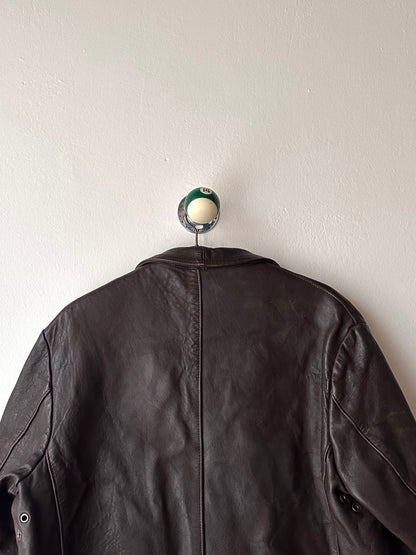 60's Le Corbusier French Leather work jacket  double breasted  ダブル レザー Vintage ヴィンテージ Toto Vintage clothing store Praha Prague Antique shop アンティークショップ 古着屋 プラハ フレンチ ワークジャケット ユーロワーク 