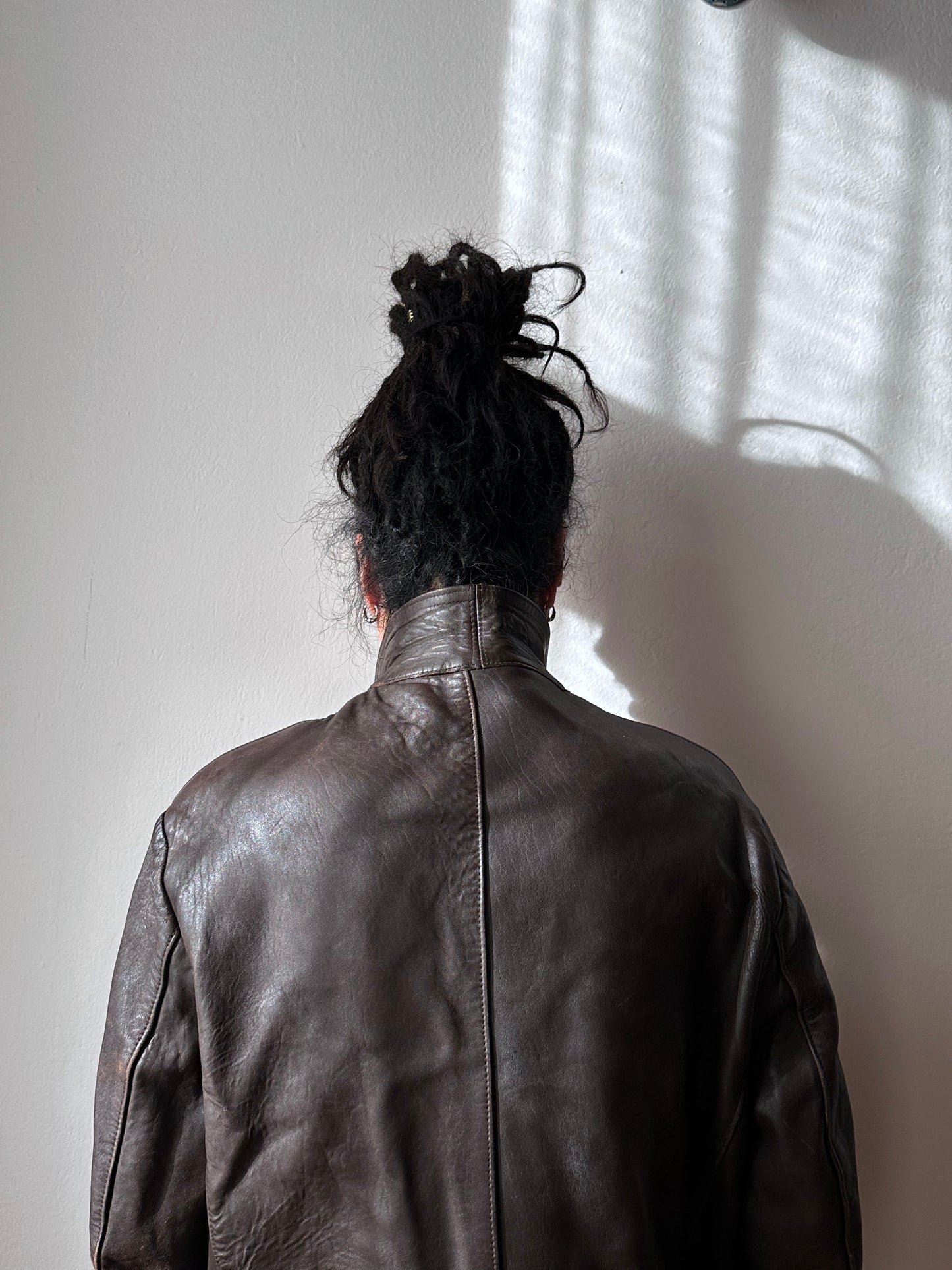 60's Le Corbusier French Leather work jacket  double breasted  ダブル レザー Vintage ヴィンテージ Toto Vintage clothing store Praha Prague Antique shop アンティークショップ 古着屋 プラハ フレンチ ワークジャケット ユーロワーク 