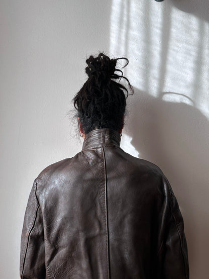 60's Le Corbusier French Leather work jacket  double breasted  ダブル レザー Vintage ヴィンテージ Toto Vintage clothing store Praha Prague Antique shop アンティークショップ 古着屋 プラハ フレンチ ワークジャケット ユーロワーク 