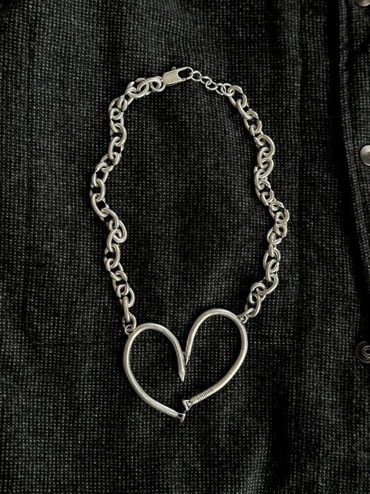 France vintage metal nails necklace