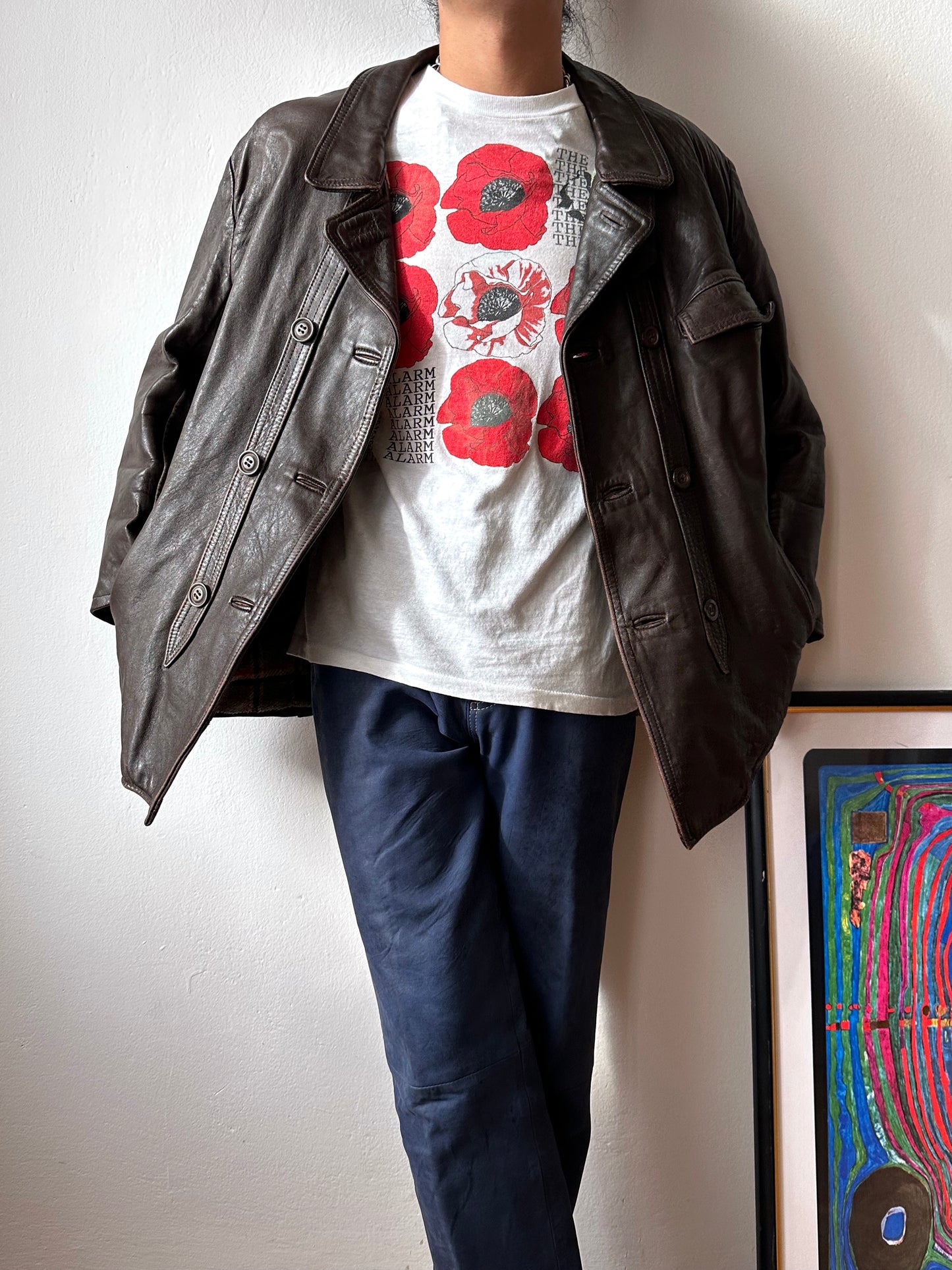 60's Le Corbusier French Leather work jacket  double breasted  ダブル レザー Vintage ヴィンテージ Toto Vintage clothing store Praha Prague Antique shop アンティークショップ 古着屋 プラハ フレンチ ワークジャケット ユーロワーク 