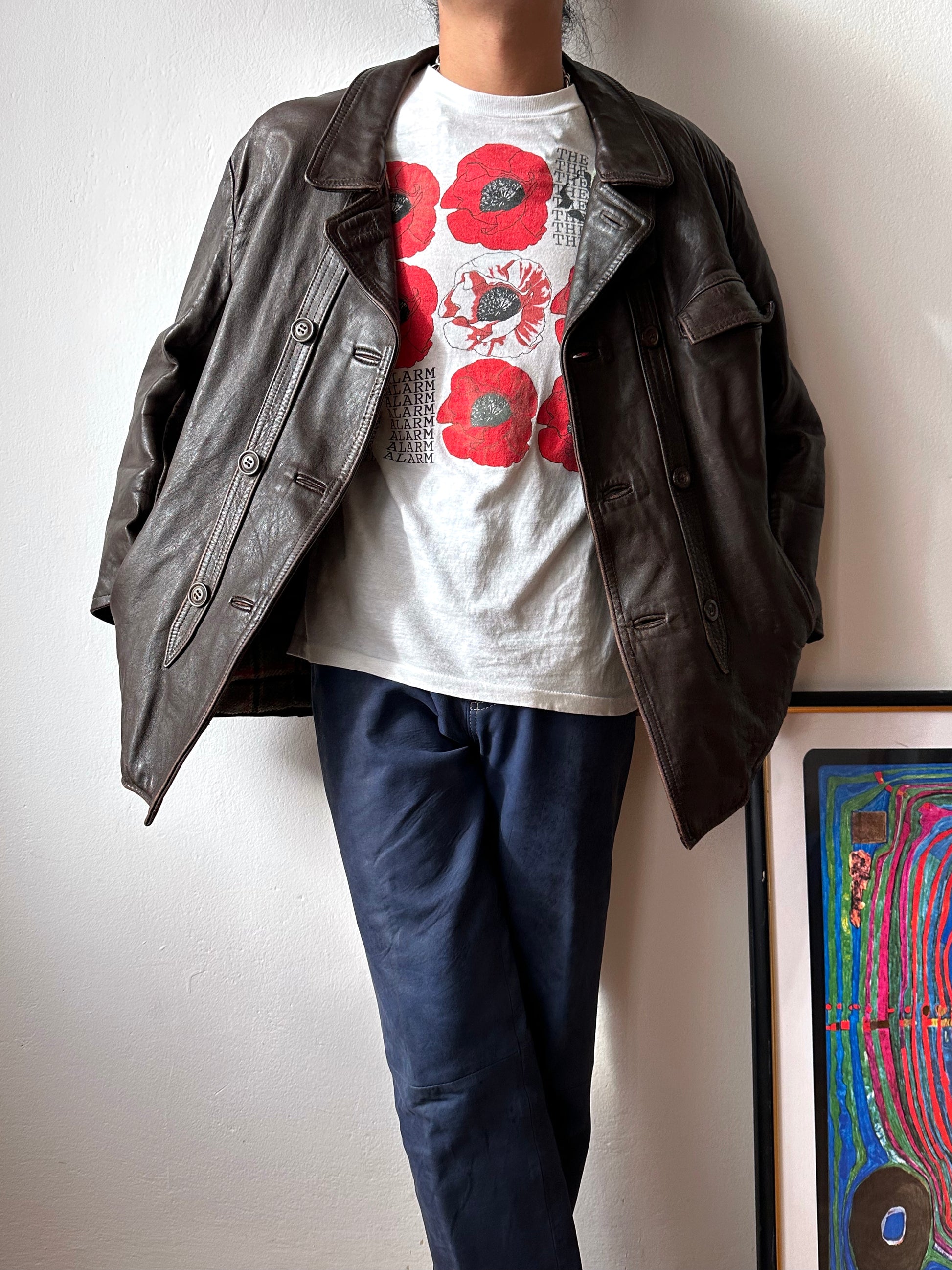 60's Le Corbusier French Leather work jacket  double breasted  ダブル レザー Vintage ヴィンテージ Toto Vintage clothing store Praha Prague Antique shop アンティークショップ 古着屋 プラハ フレンチ ワークジャケット ユーロワーク 