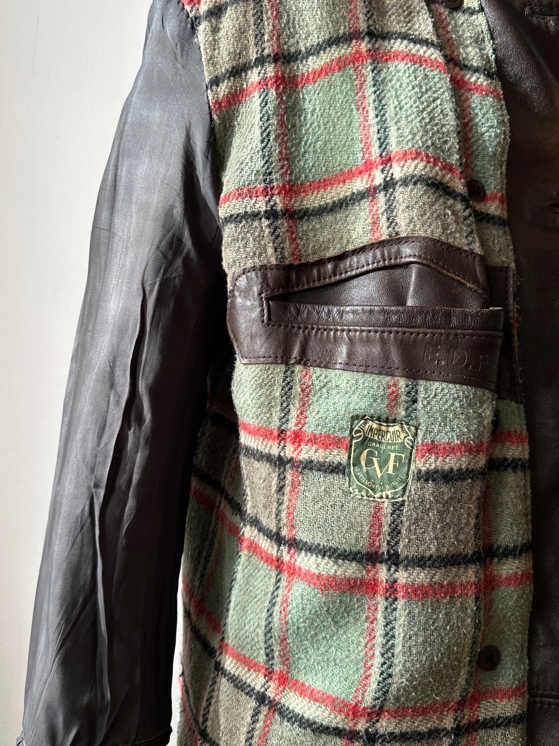 60's Le Corbusier French Leather work jacket  double breasted  ダブル レザー Vintage ヴィンテージ Toto Vintage clothing store Praha Prague Antique shop アンティークショップ 古着屋 プラハ フレンチ ワークジャケット ユーロワーク 