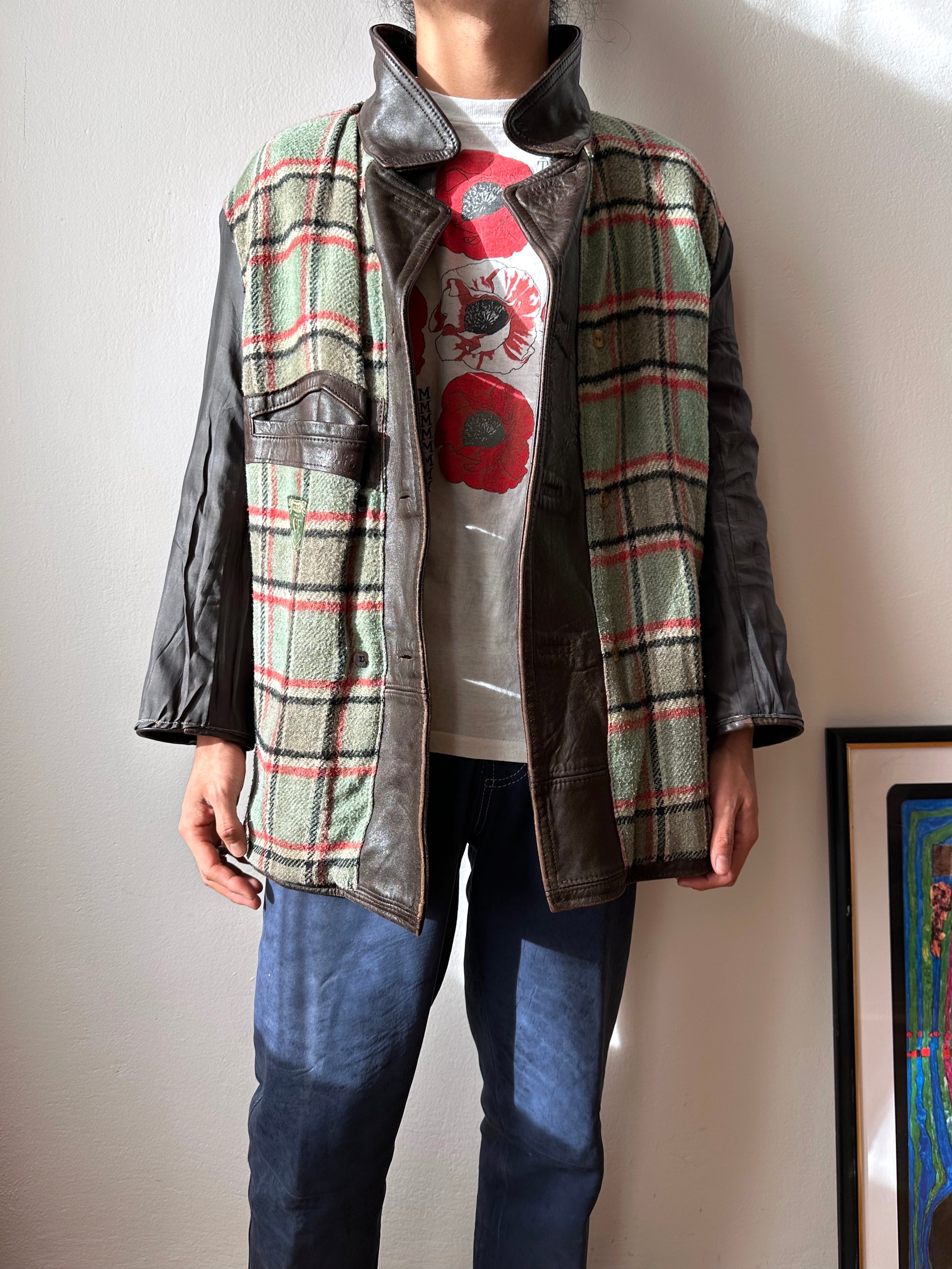 60's Le Corbusier French Leather work jacket  double breasted  ダブル レザー Vintage ヴィンテージ Toto Vintage clothing store Praha Prague Antique shop アンティークショップ 古着屋 プラハ フレンチ ワークジャケット ユーロワーク 