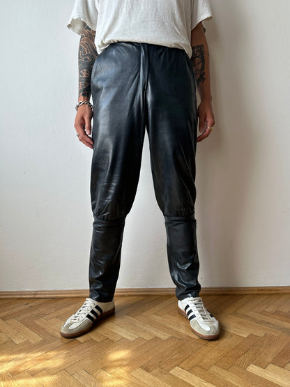Grey Leather Trousers - w27