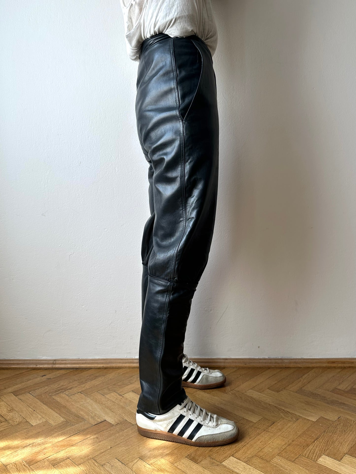 Grey Leather Trousers - w27