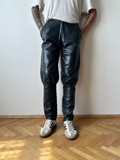 Grey Leather Trousers - w27