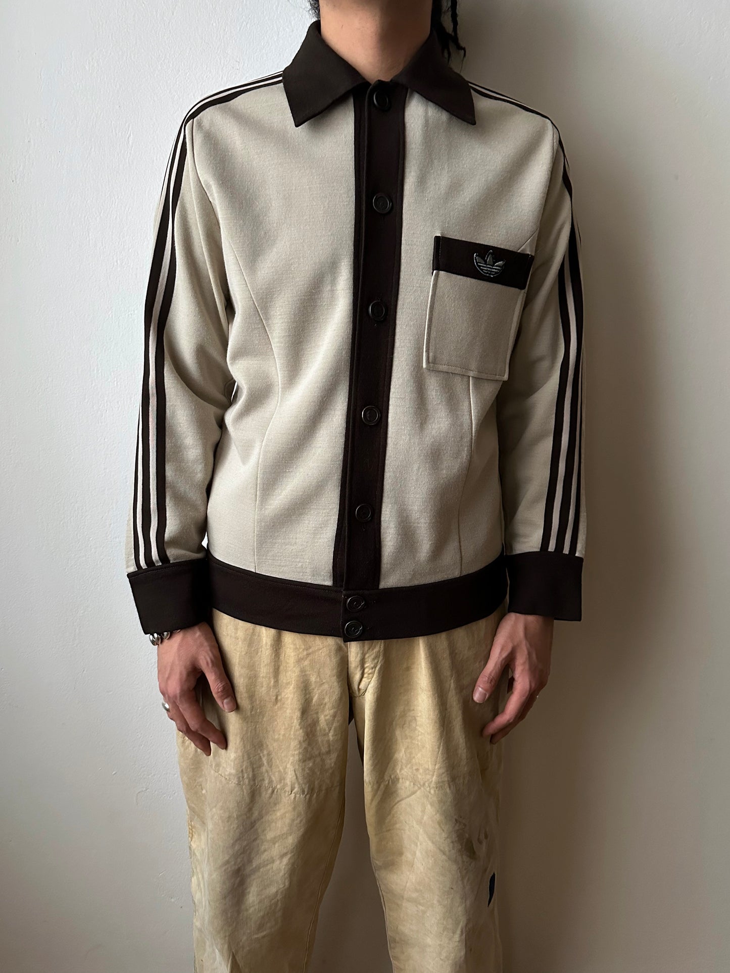 1970's Adidas Schwahn jacket West-Germany 70年代 アディダス Jersey 西ドイツ製 Brown 茶色 Rare レア ジャージ Vintage ヴィンテージ古着屋 プラハ ユーロ古着 ヨーロッパ古着 Toto Praha Vintage clothing store shop Antique shop Prague totototrip showroom ショールーム 