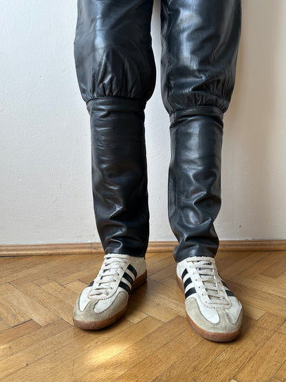 Grey Leather Trousers - w27
