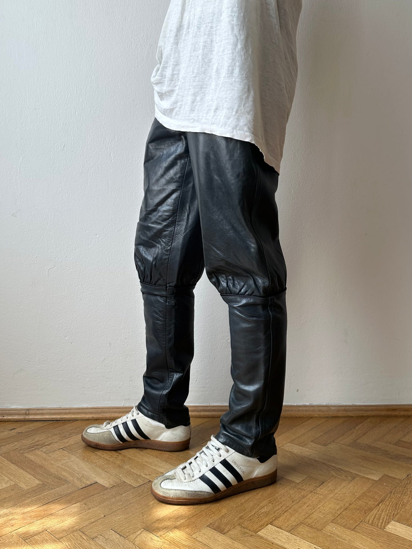 Grey Leather Trousers - w27