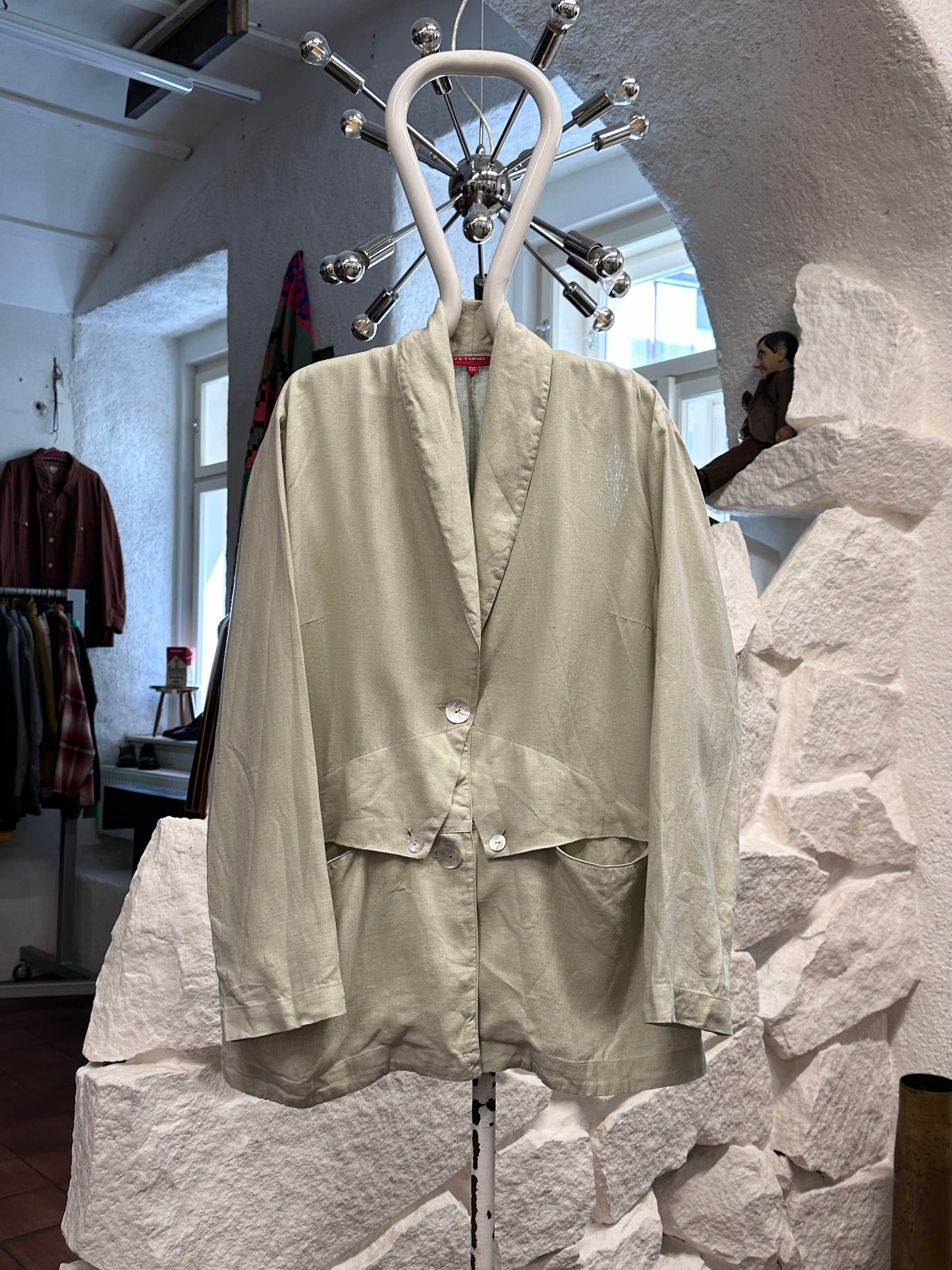 90s linen jacket with design pocket