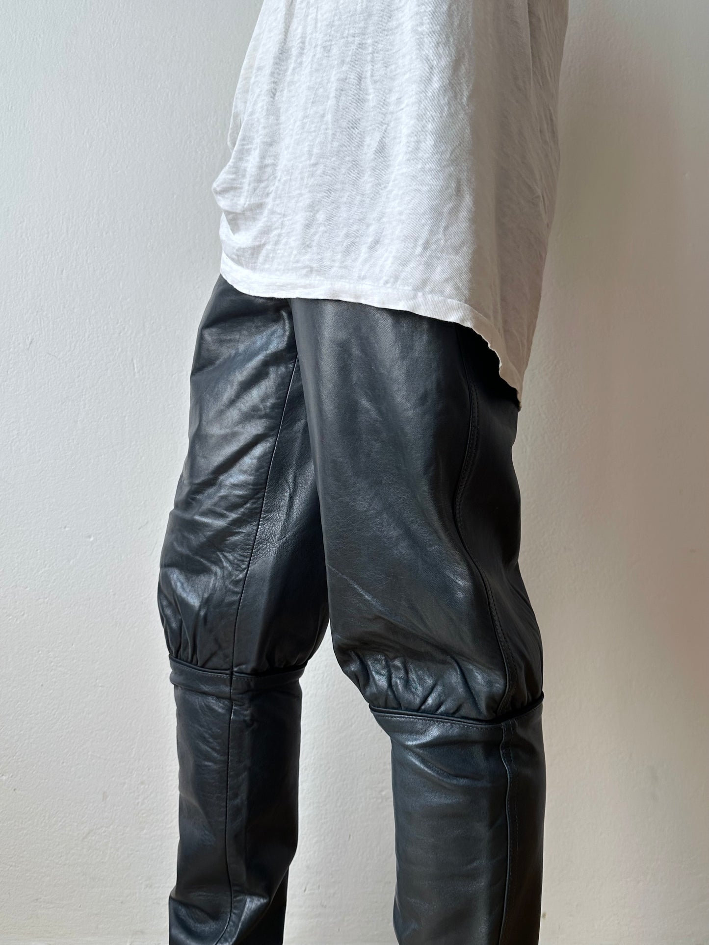 Grey Leather Trousers - w27