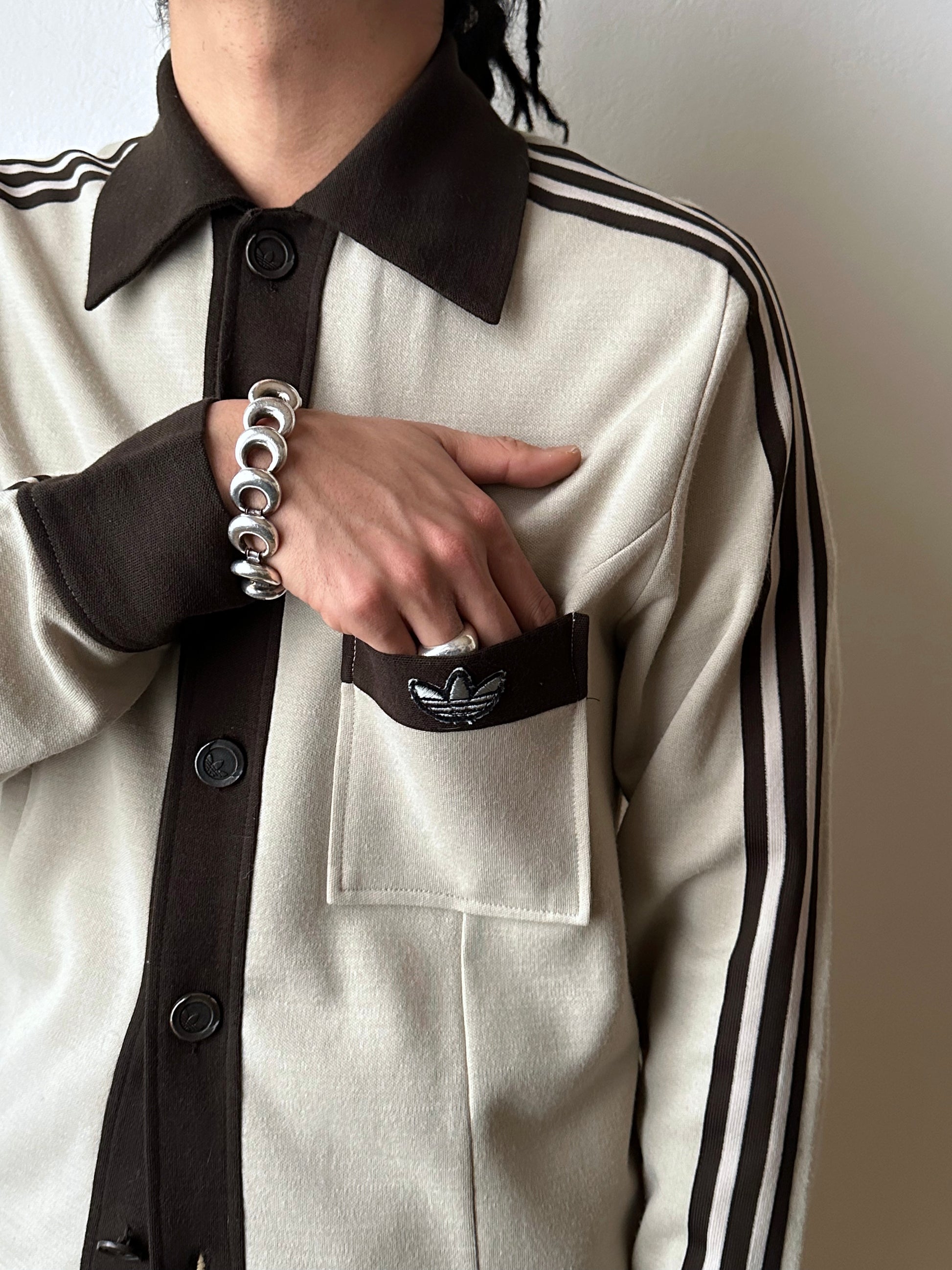 1970's Adidas Schwahn jacket West-Germany 70年代 アディダス Jersey 西ドイツ製 Brown 茶色 Rare レア ジャージ Vintage ヴィンテージ古着屋 プラハ ユーロ古着 ヨーロッパ古着 Toto Praha Vintage clothing store shop Antique shop Prague totototrip showroom ショールーム 