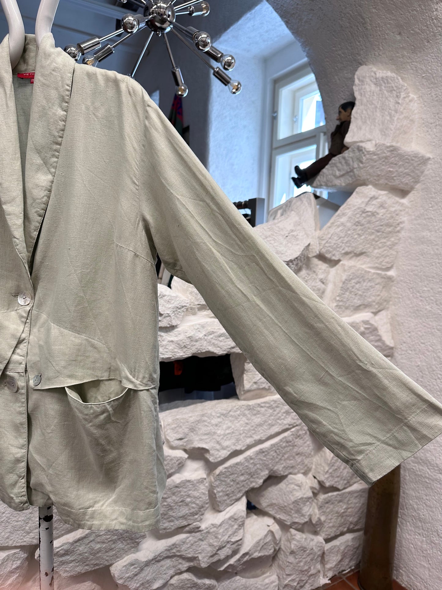 90s linen jacket with design pocket