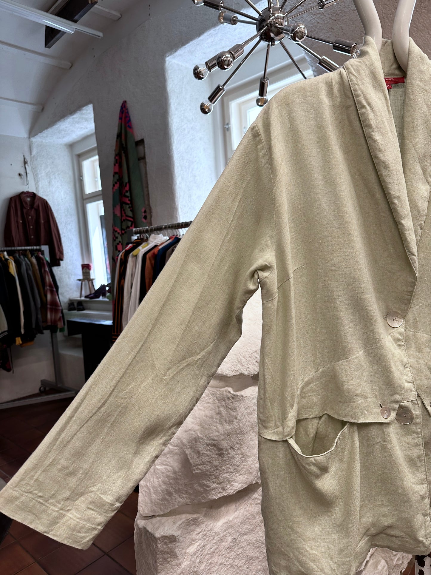 90s linen jacket with design pocket