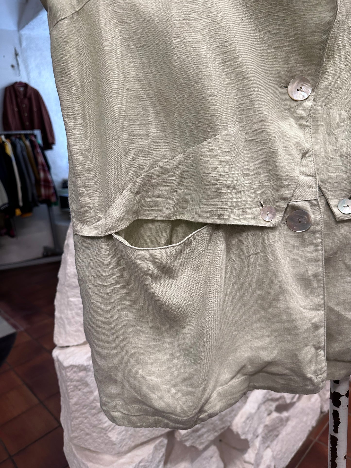 90s linen jacket with design pocket