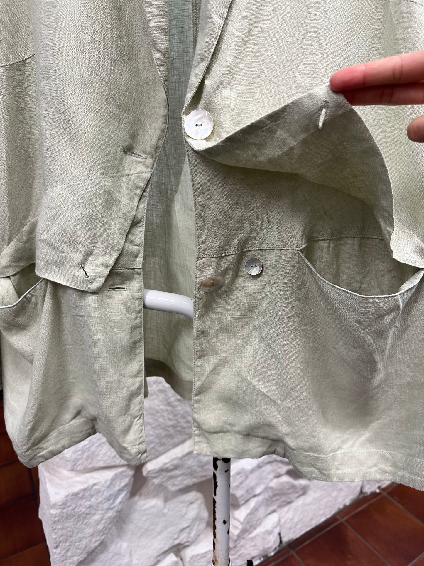 90s linen jacket with design pocket