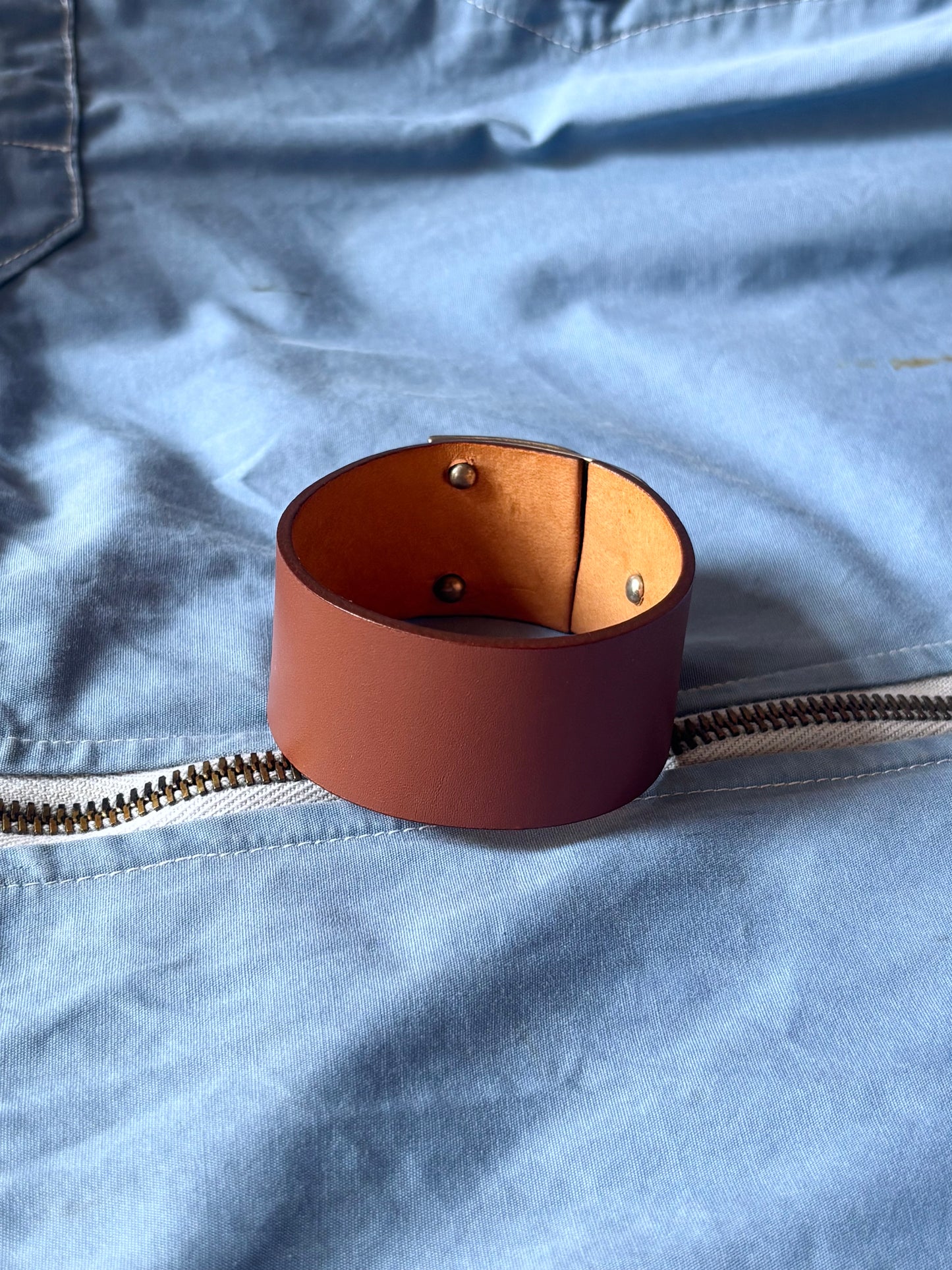 Marc Deloche silver 925 buckle leather bangle