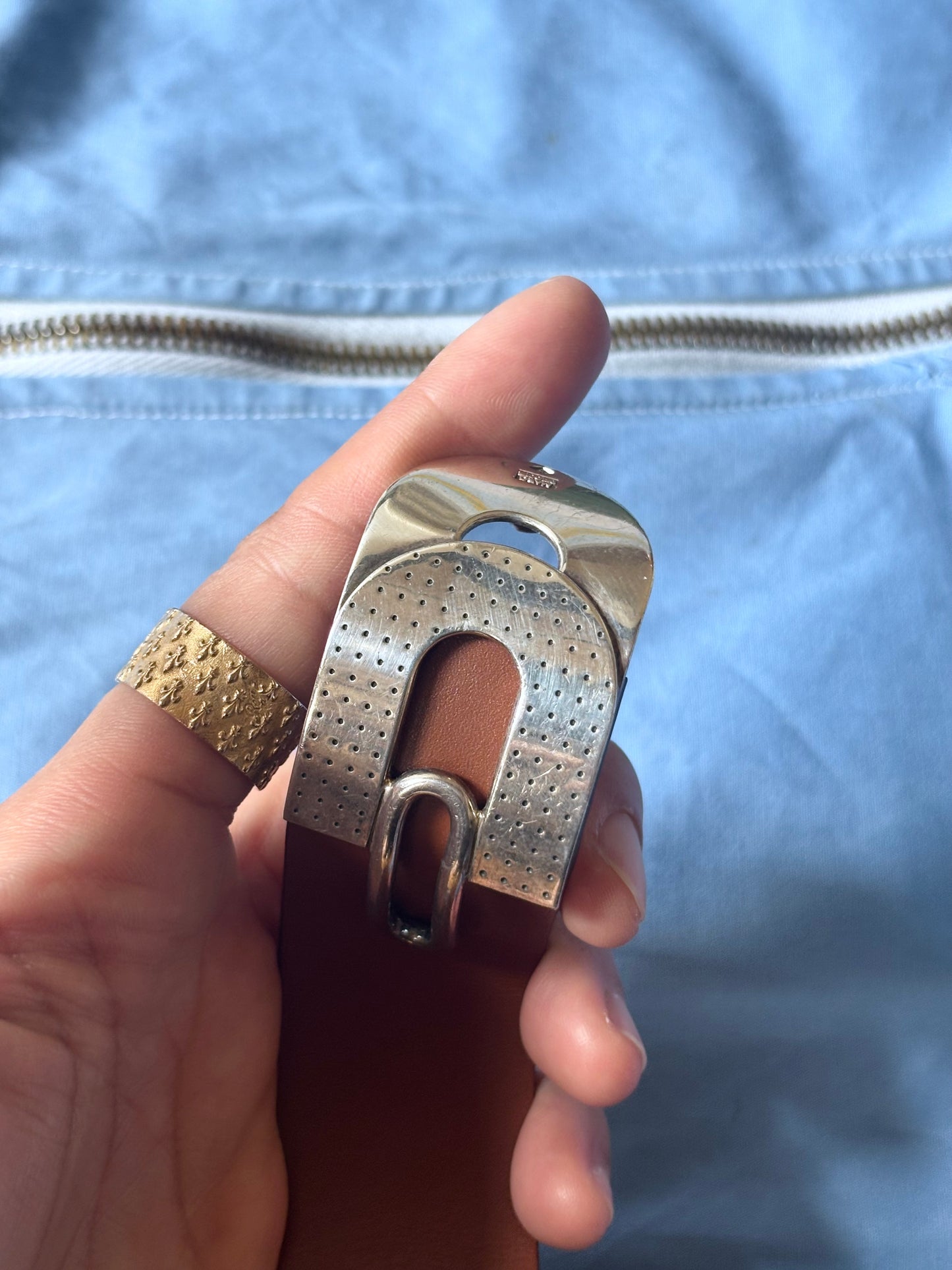 Marc Deloche silver 925 buckle leather bangle