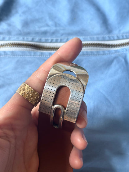 Marc Deloche silver 925 buckle leather bangle