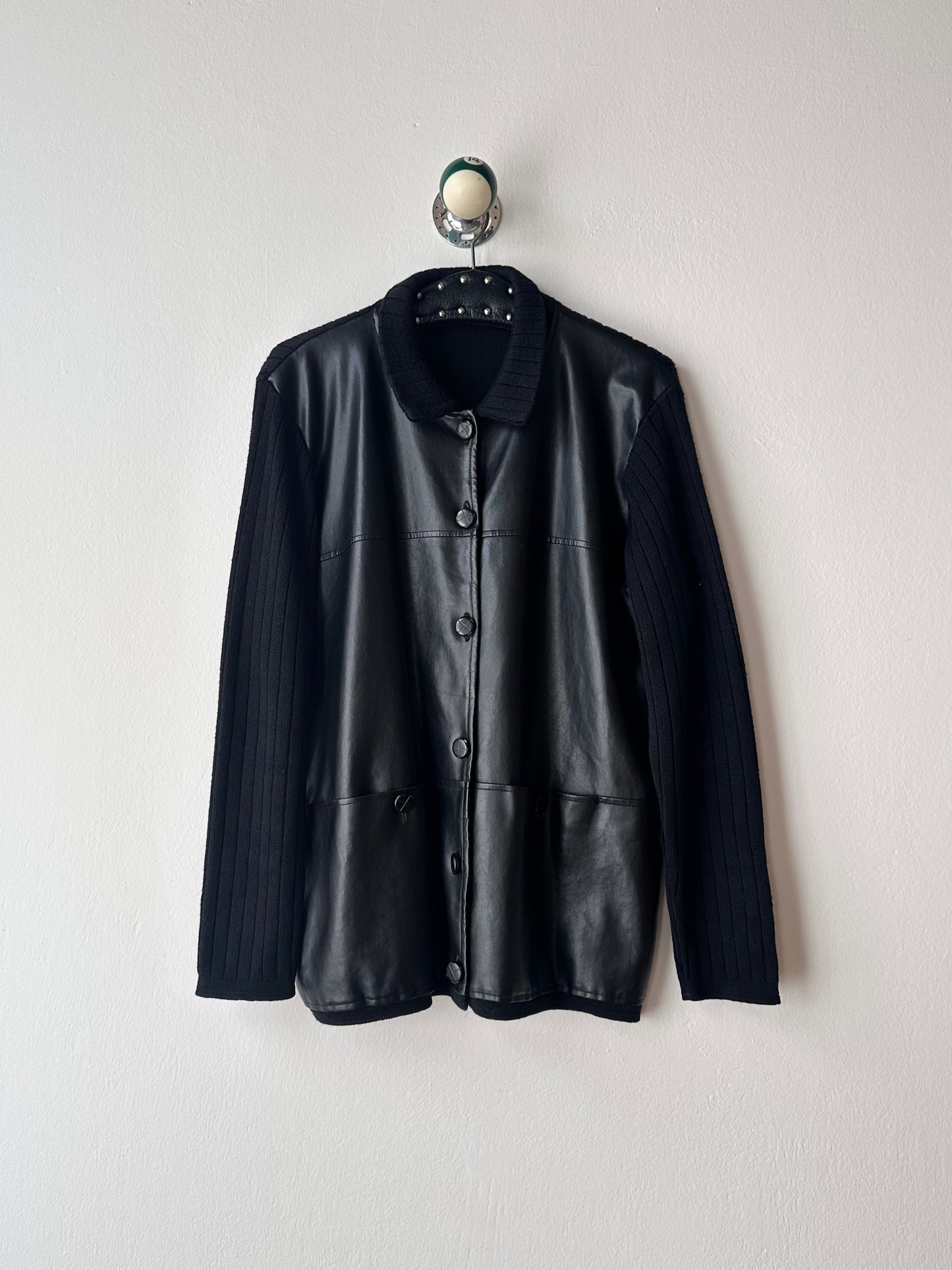 black switching knit jacket