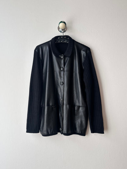 black switching knit jacket