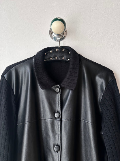 black switching knit jacket