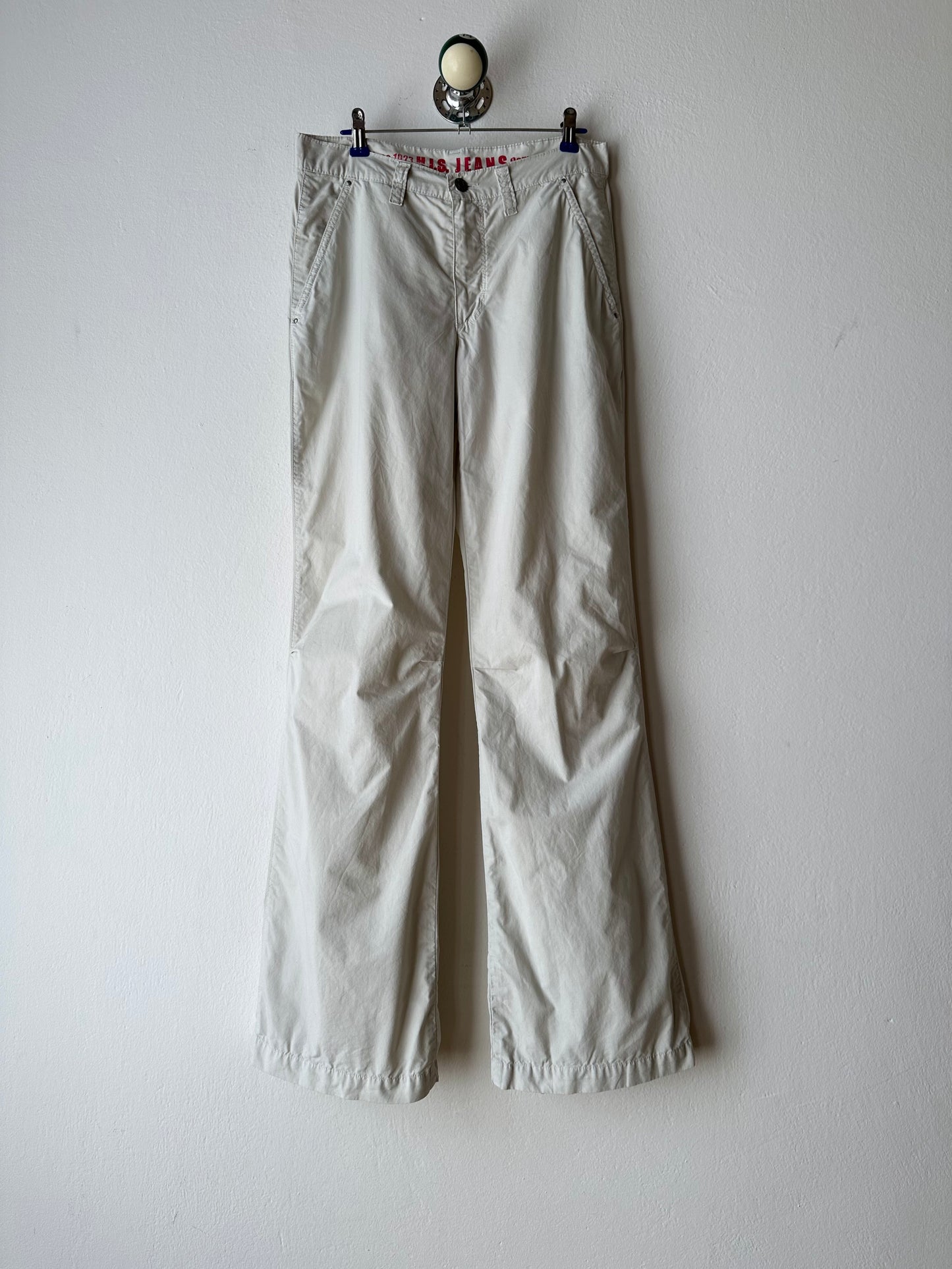 Icey white slit-zip trouser W30