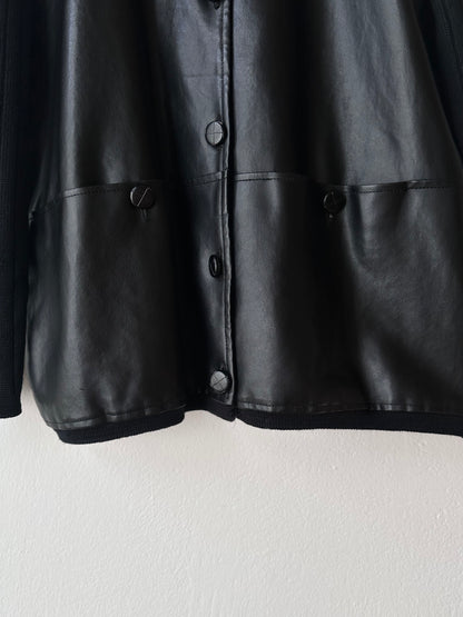 black switching knit jacket