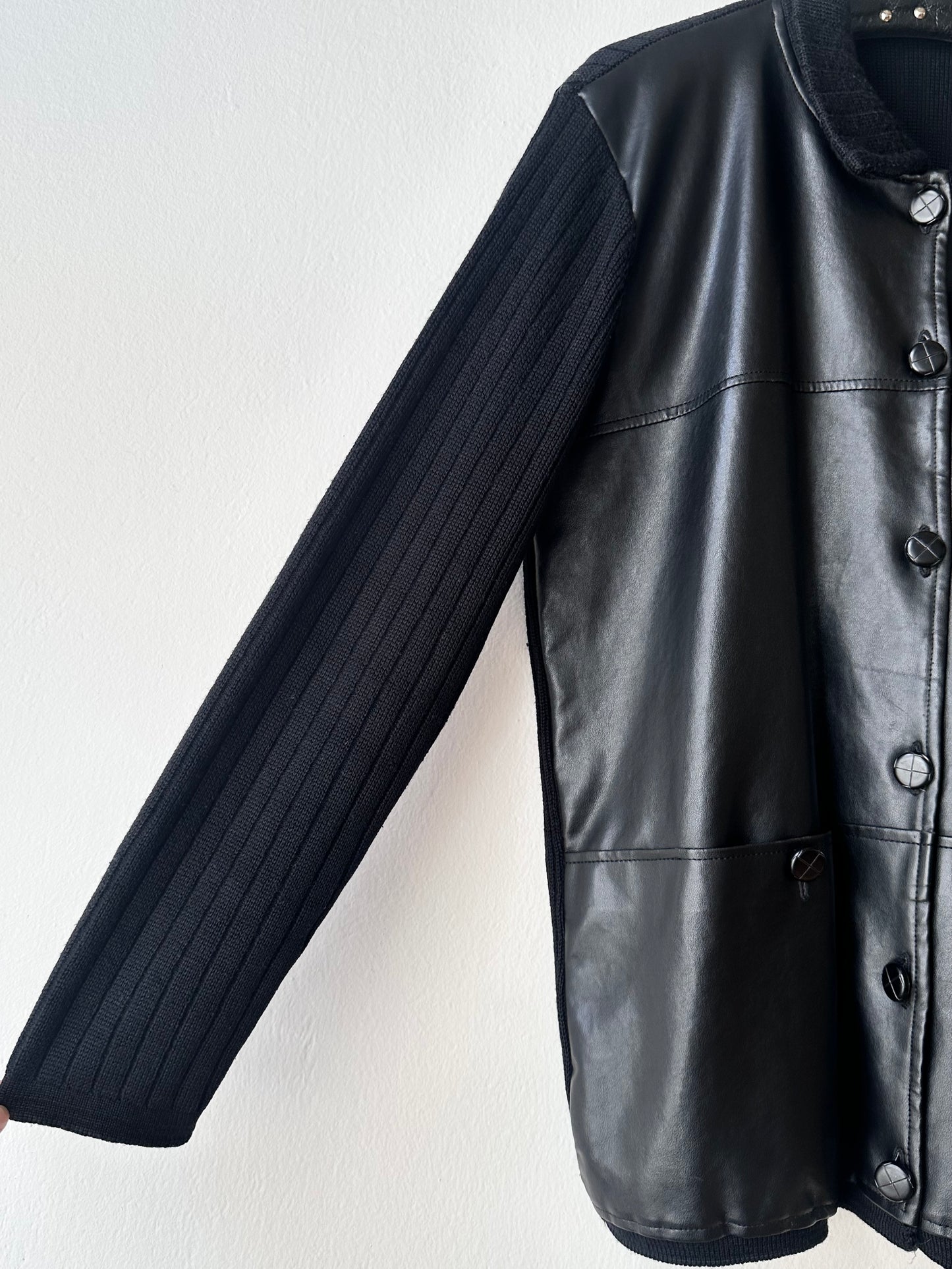 black switching knit jacket