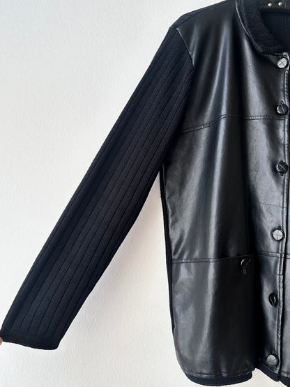 black switching knit jacket