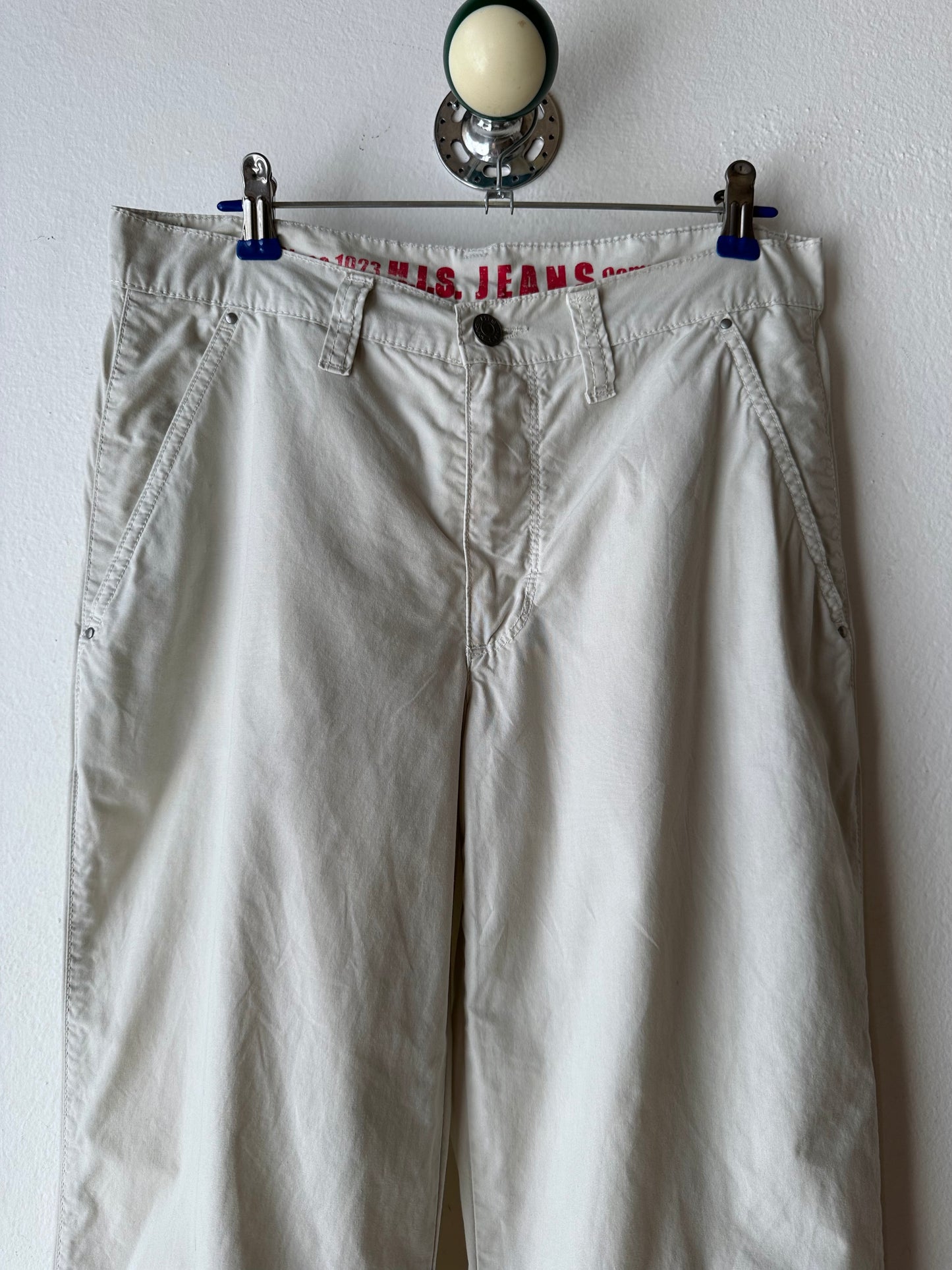 Icey white slit-zip trouser W30