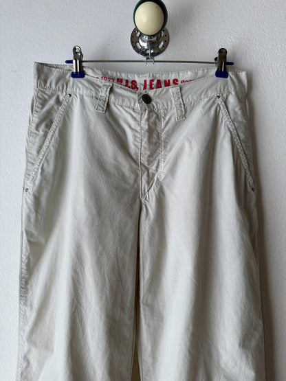 Icey white slit-zip trouser W30