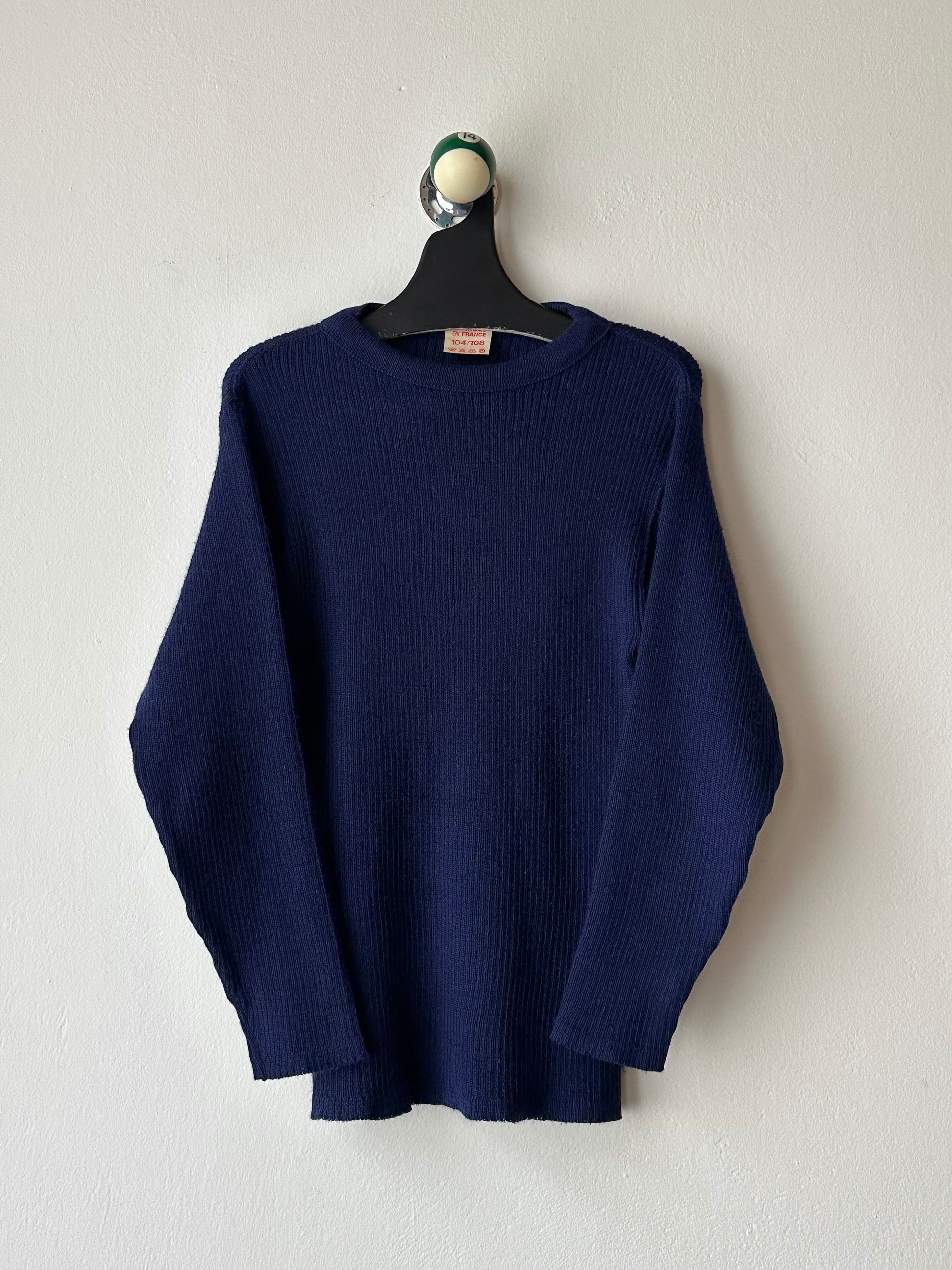 1980's French Army Wool Jumper Sweater 80年代 フランス軍 Military ミリタリー ニット Navy 紺色 Vintage ヴィンテージ古着屋 プラハ ユーロ古着 ヨーロッパ古着 Toto Praha Vintage clothing store shop Antique shop Prague totototrip showroom ショールーム 