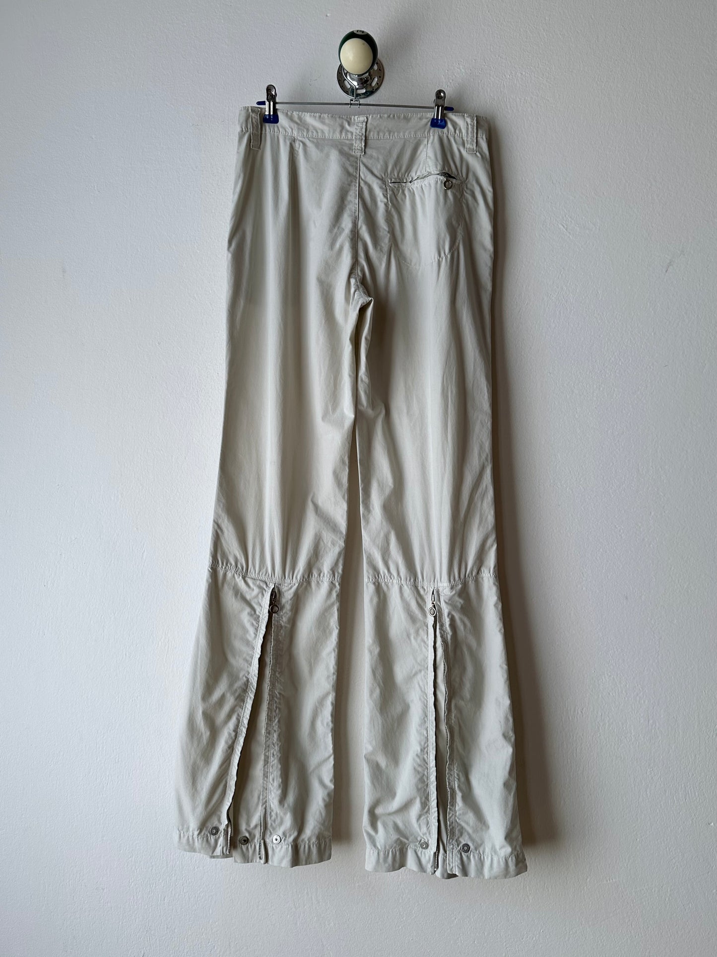 Icey white slit-zip trouser W30