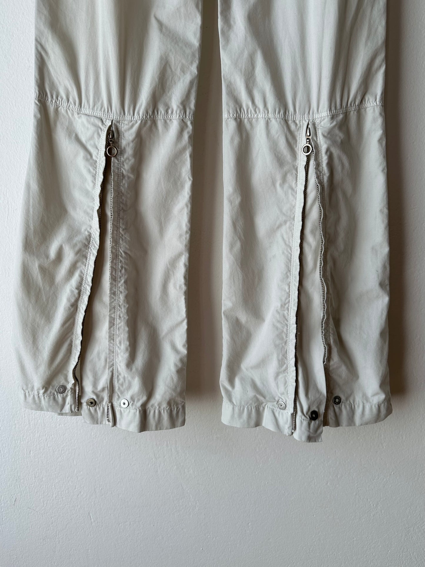 Icey white slit-zip trouser W30