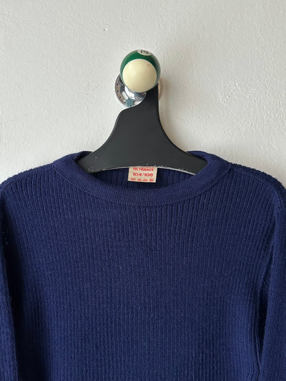 1980's French Army Wool Jumper Sweater 80年代 フランス軍 Military ミリタリー ニット Navy 紺色 Vintage ヴィンテージ古着屋 プラハ ユーロ古着 ヨーロッパ古着 Toto Praha Vintage clothing store shop Antique shop Prague totototrip showroom ショールーム 